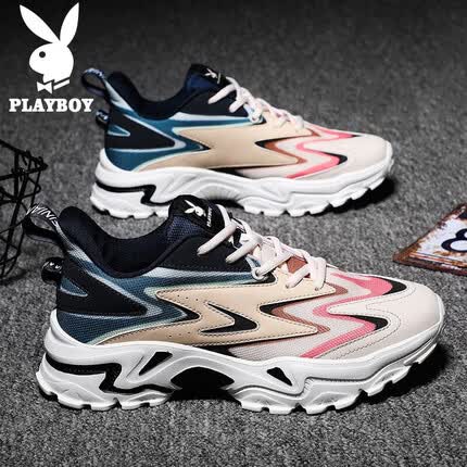 花花公子（PLAYBOY）男鞋子男2023秋冬季老爹鞋男运动休闲鞋男士百搭跑步鞋 白彩 42