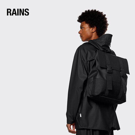 Rains双肩包防水书包学院包大容量电脑背包Buckle MSN Bag 黑色