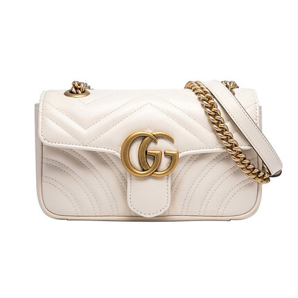 古驰（GUCCI）女包 GG Marmont系列白色翻盖单肩斜挎包链条包446744 DTDIT 9022