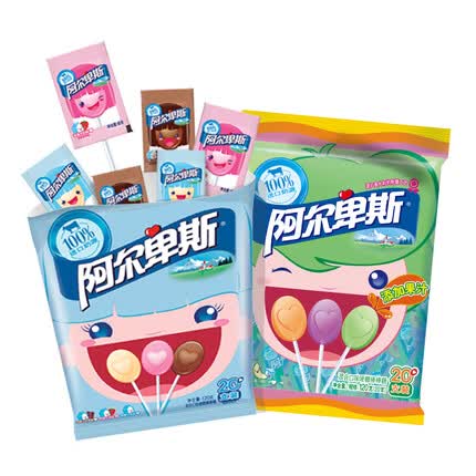 阿尔卑斯 棒棒糖 混合口味扁平硬糖心形120g 20支装 