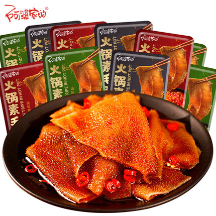 阿婆家的火锅素毛肚约600g香辣魔芋爽休闲零食小吃辣条办公食品大礼包