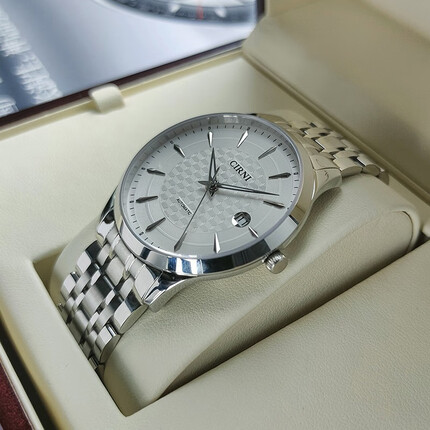 西亚尼全自动机械表钢带超薄男士手表男表商务腕表防水潮品牌 白面 CIRNI