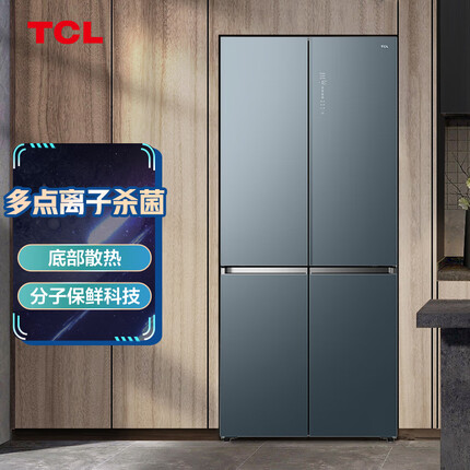 TCL528升十字双开门风冷冰箱 薄嵌系列 一级能效变频 底部散热 0缝隙嵌入 分子保鲜科技 R528P12-UQ