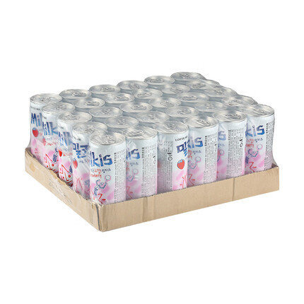 韩国原装进口 乐天(Lotte) 妙之吻草莓味碳酸饮料250ml*30罐 整箱