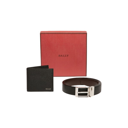 巴利（BALLY）男士黑色条纹短款牛皮钱夹钱包 GIFTBOX.BES 6238974