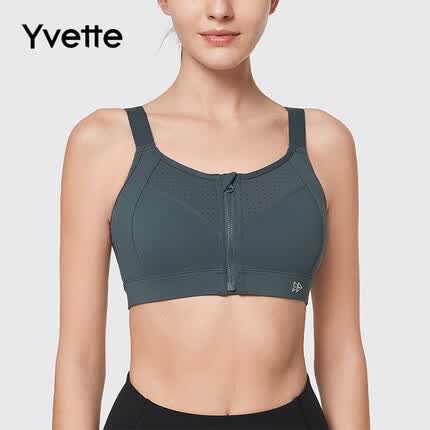 薏凡特(YVETTE)高强度女士运动内衣运动美背无钢圈聚拢收副乳运动文胸 08A深灰色 5XL+