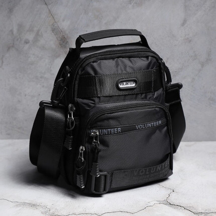 斯帕曼时尚男士单肩包2022新款户外休闲男包多功能斜挎包潮男胸包帆布包 黑色