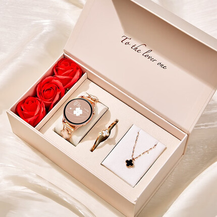 奥迪斯（OTS） 智能手表女士蓝牙成人电话支付运动表防水时尚多功能生日礼物送女友老婆 鎏金母贝四叶草礼盒装