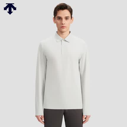 DESCENTE迪桑特 DUALIS系列都市通勤男子秋季新款内搭长袖POLO衫 LG-LIGHT GRAY XL(180/100A)
