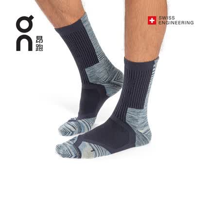 On昂跑 Explorer Merino Sock 新品男款保暖美利奴羊毛袜 Midnight/Cobalt 午夜黑/钴蓝 L
