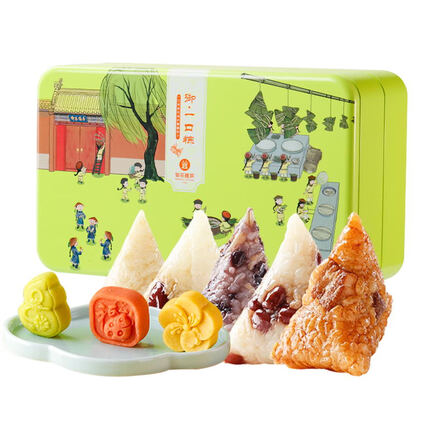 御茶膳房 有机迷你粽子礼盒端午节送礼送人礼品红枣红豆甜粽肉粽糕点700g