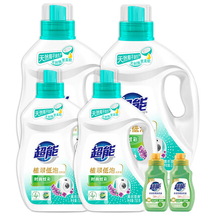 超能 时尚炫彩洗衣液13.12斤套装 2.45kg*2+750g*2+80g*2
