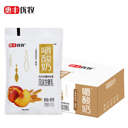 惠丰优牧 黄桃燕麦嚼酸奶170g*16袋营养儿童早餐奶常温酸牛奶整箱