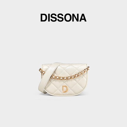 DISSONA迪桑娜女包2023款包包单肩包马鞍包斜挎包82310119017000白色