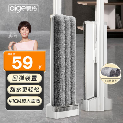 爱格（aige）平板拖把家用一拖净免手洗拖把懒人墩布吸水拖布洗车干湿两用41cm