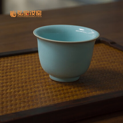 弘宝王振芳 | 复古宋汝窑天青釉红袖添香杯 主人杯茶杯冰裂纹开片可养