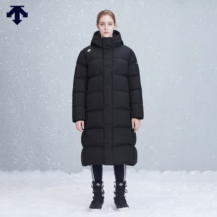 DESCENTE迪桑特 SKI STYLE系列 女子羽绒服 长款鹅绒冬季新款 运动休闲 BK-BLACK(D2492SDJ89C) M(165/84A)