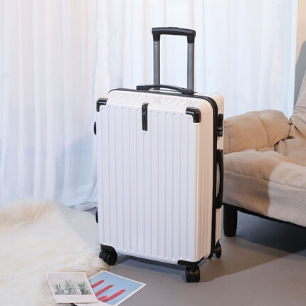 苏克斯高颜值行李箱男拉杆箱大容量旅行箱顺滑万向轮女皮箱子学生密码箱 温馨雅白 24英寸 (黄金比例）