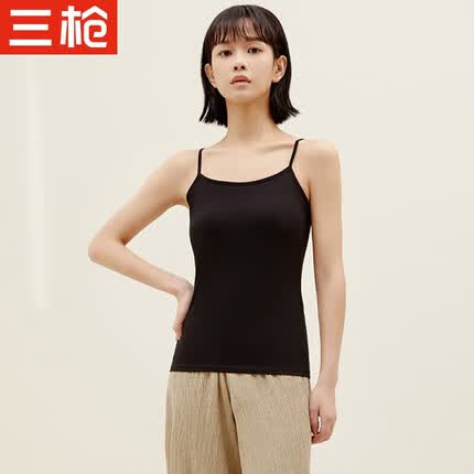 三枪春夏新疆棉弹力圆领女吊带衫纯色背芯内搭薄款无袖打底衫