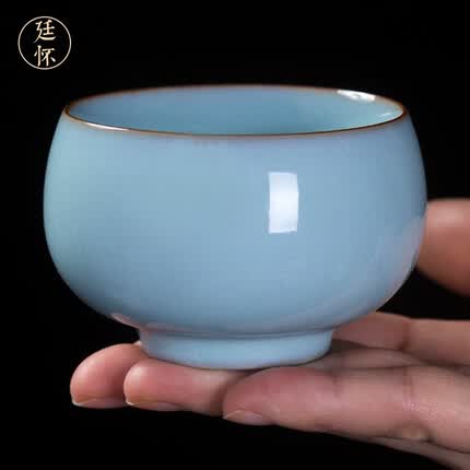 廷怀（TING·HUAI）窑李廷怀汝窑茶杯陶瓷品茗单杯主人杯汝州汝瓷全手工 大师天青紫口禅定杯