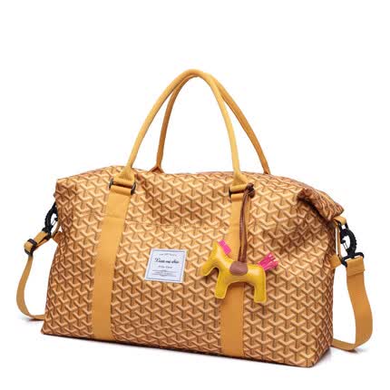 凡凡麦旅 大容量旅行包手提行李包商务出差包狗牙旅游包旅行袋防水待产包 黄色 大号
