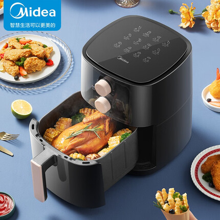 美的(Midea)空气炸锅5.8L大容量 多功能家用无油低脂煎炸锅 精准控温无油烟电炸锅 大功率烤箱薯条机KZE6001