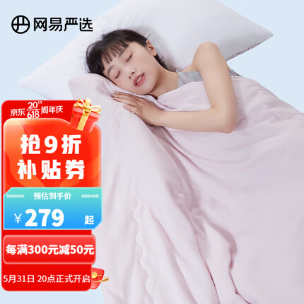 网易严选100%蚕丝被夏被 被芯雪蚕丝填充桑蚕丝夏凉被春秋被空调被可水洗 烟紫色 220*240cm 填充物重量：400g