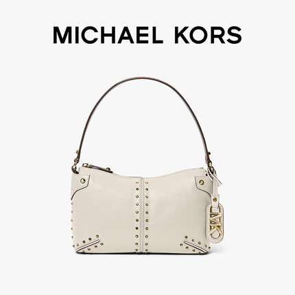 MICHAEL KORS Astor 大号皮质铆钉腋下包单肩包女包 奶白色 289 NS