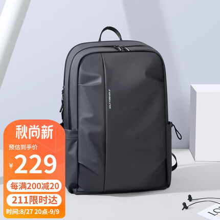 高尔夫（GOLF）双肩包男士15.6/17.3笔记本电脑包大容量旅行出差商务背包 雅灰色
