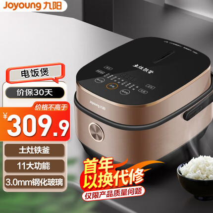 九阳(Joyoung)电饭煲 电饭锅家用土灶铁釜内胆多功能柴火饭4L升智能预约钢化玻璃2-6人 F-40FS36【软装】