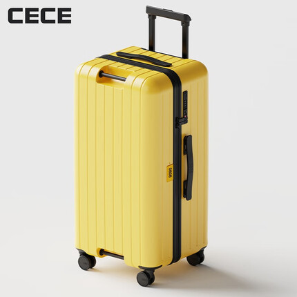 cece2023新款刹车多功能旅行箱大容量托举拉杆箱28英寸男30女行李箱 鹤黄色 24英寸(Trunk版多用途大容量)