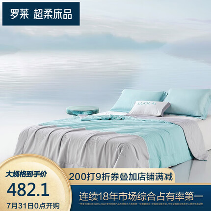 罗莱家纺 100%蚕丝被子空调被夏凉被凉感被芯可水洗单双人 【西丰蚕】凉感水洗夏被-蓝 200*230cm