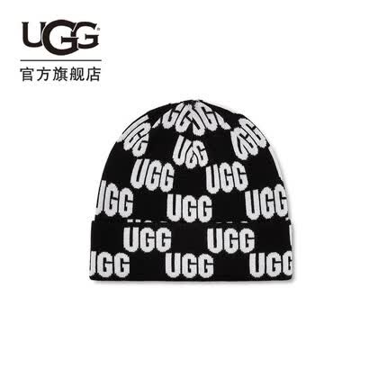 UGG秋季新款女士舒适LOGO款套头帽针织帽格纹帽 22663 BLKM | 黑色(多色款) O/S