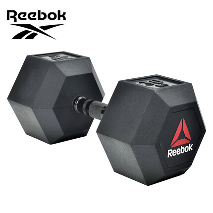 Reebok锐步包胶六角哑铃 25kg男士力量训练商用健身房哑铃RSWT-11250 单只装