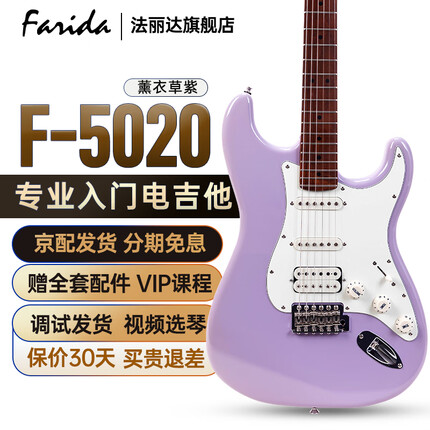 法丽达（Farida）电吉他F5020 5050 5051 3030 初学者入门单摇电吉他 F-5020 LEDB 薰衣草紫 单单双