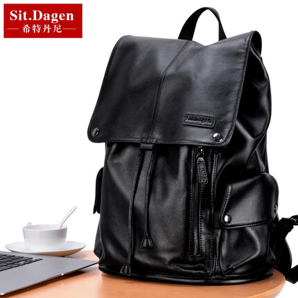 希特丹尼双肩包男真皮商务休闲头层牛皮潮流旅行电脑书包15.6英寸男士背包 【休闲款】后背防泼水布