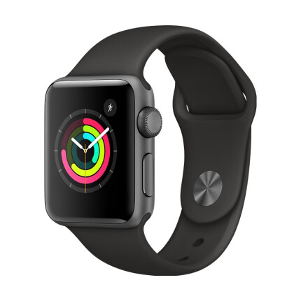 Apple Watch Series 3智能手表（GPS款 38毫米 深空灰色铝金属表壳 黑色运动型表带 MTF02CH/A）
