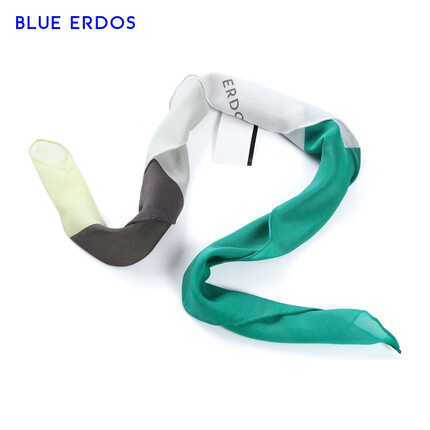 BLUE ERDOS【桑蚕丝】 配饰春夏时尚舒适真丝简约几何印花方巾 黄绿 65X65