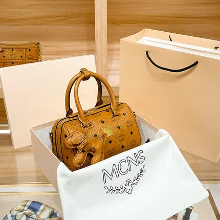 CK送礼时尚女包包2023新款潮时尚单肩波士顿包斜跨手提包枕头包百搭 大号棕色