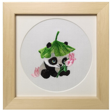 老秀馆 蜀绣单面绣相框画摆件书房办公室桌面摆件雪娃娃成都特色伴手