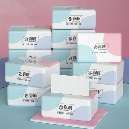 真诚原木抽纸整箱家用卫生纸餐巾纸母婴纸巾 10包
