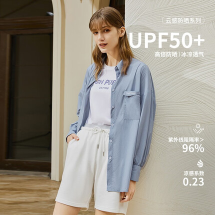 Hush Puppies暇步士女装2023夏季UPF50+防紫外线凉感防晒服 116淡蓝 S