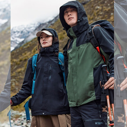 拓路者23年暴雨级防水冲锋衣男秋冬三合一抓绒内胆可拆卸户外露营外套 军绿色 单冲无内胆 XL
