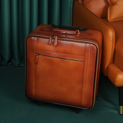 奢顿 行李箱拉杆箱全复古头层牛皮万向轮旅行箱出差密码箱登机箱 16寸