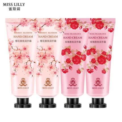 MissLilly 蜜斯莉香氛护手霜滋润保湿修护润手霜便携嫩肤礼盒 50g*4支装（樱花+玫瑰）