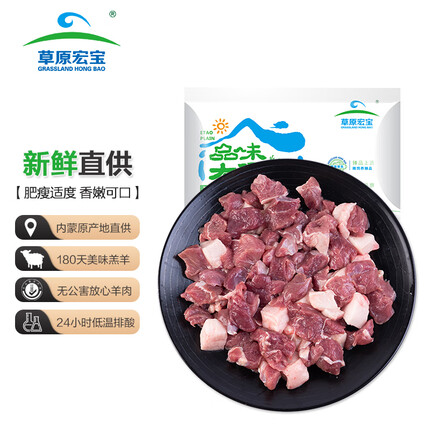 草原宏宝内蒙古羊肉串DIY包 净重400g/袋（附带竹签、料包） 烧烤食材 