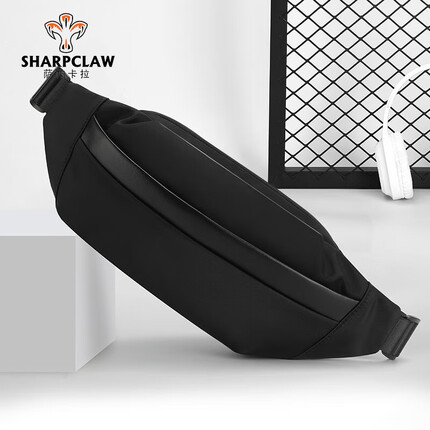 萨帕卡拉斜挎腰包男士斜挎包简约时尚休闲运动男式挎包单肩包 黑色 SHARPCLAW