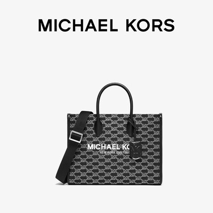 MICHAEL KORS Mirella 中号手提托特包斜挎包女包 黑色中号老花款 987 NS