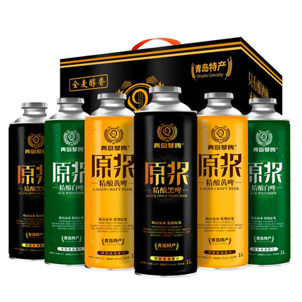 麦公子青岛特产精酿原浆啤酒 整箱礼盒装 大桶装扎啤 琴鸥系列 1000mL*6桶 组合装礼盒