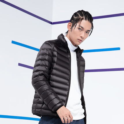 乔丹男装梭织羽绒服防寒保暖外套男上衣休闲冬装 XGM4393353 黑色 L